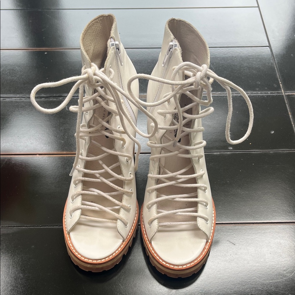 JEFFREY CAMPBELL LEATHER 6” heel Lace-Up Boots